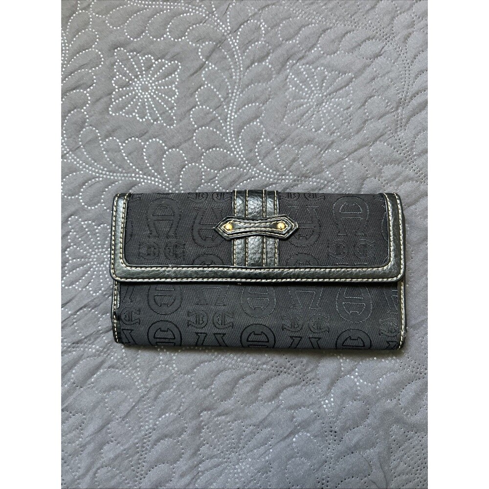 VTG Etienne Aigner Black Canvas/ Leather Signature Wallet Checkbook CC, ID Slots